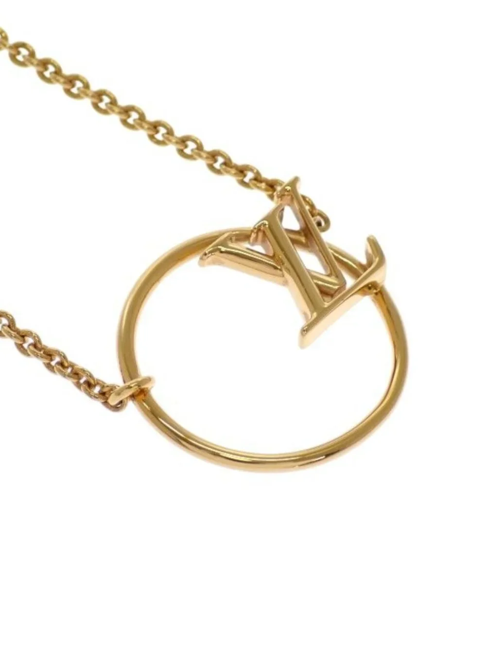 Louis Vuitton LV Eclipse Necklace Collier Metal Gold Logo - Picture 4 of 12